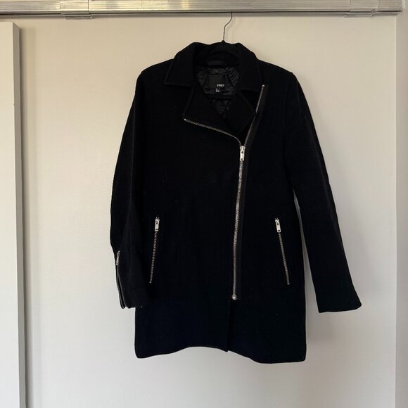 Aritzia Wilfred Free Black Wool Cashmere Jacket Mid Length Moto Coat - Picture 2 of 2